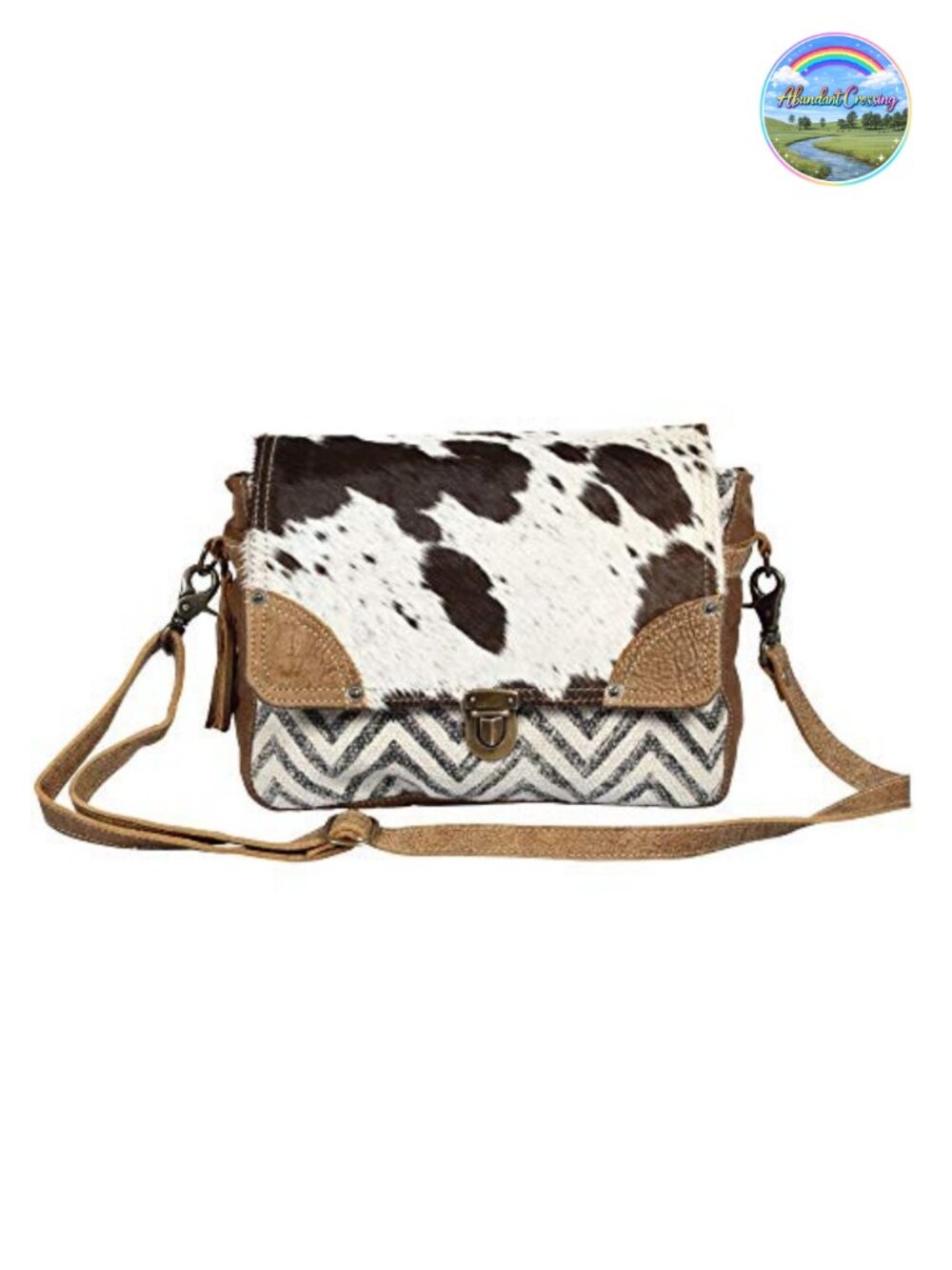 Zebra Print Hairon Leather Messenger Bag for Women Handcrafted Western Purse